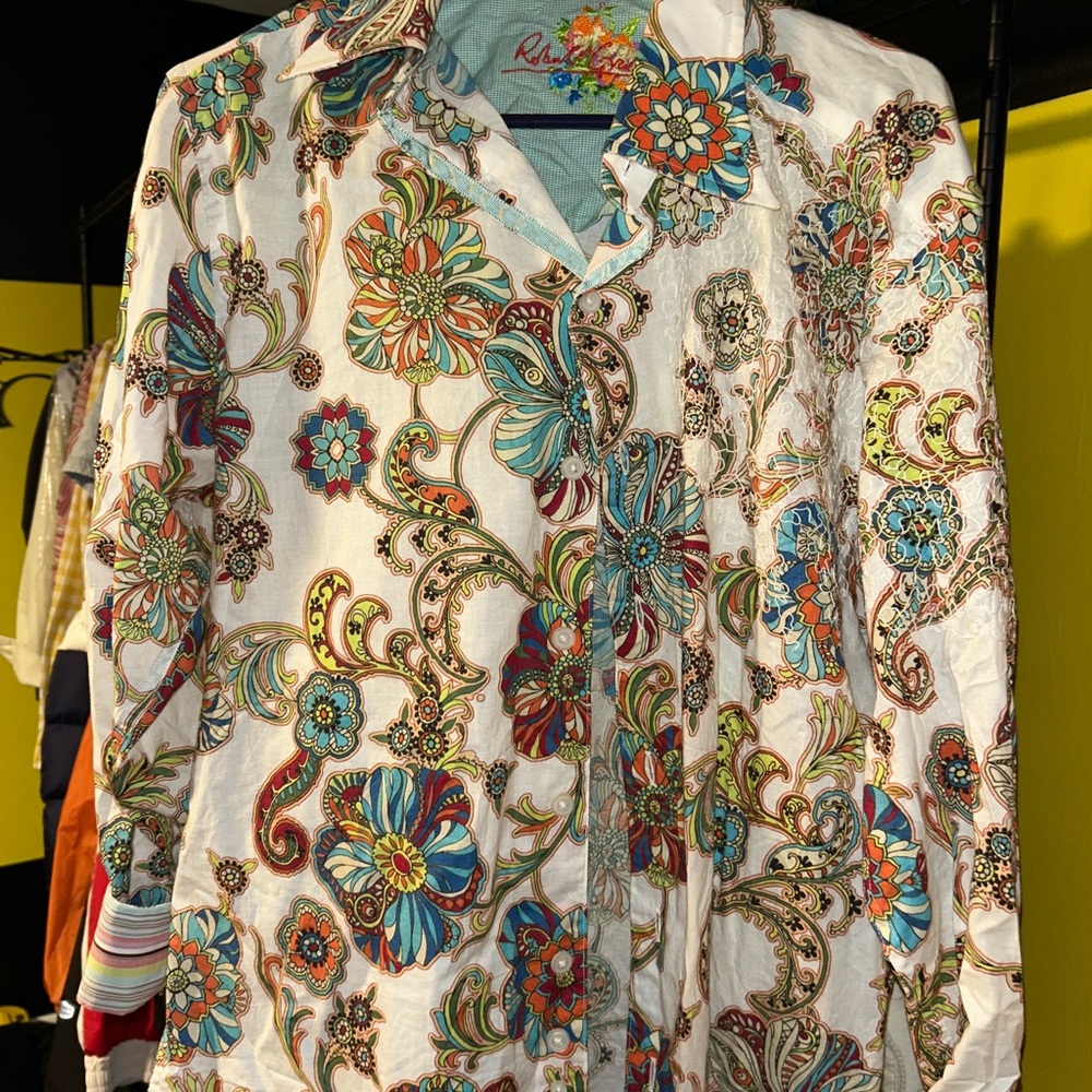 Robert Graham Multicolor Floral Shirt size medium vintage